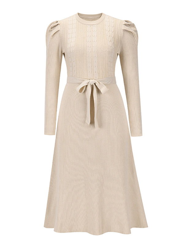 Nevaeh Women's Long Sleeve Cable Knit Sweater Dresses