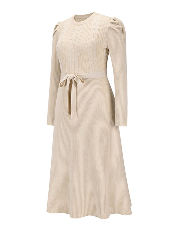 Nevaeh Women's Long Sleeve Cable Knit Sweater Dresses