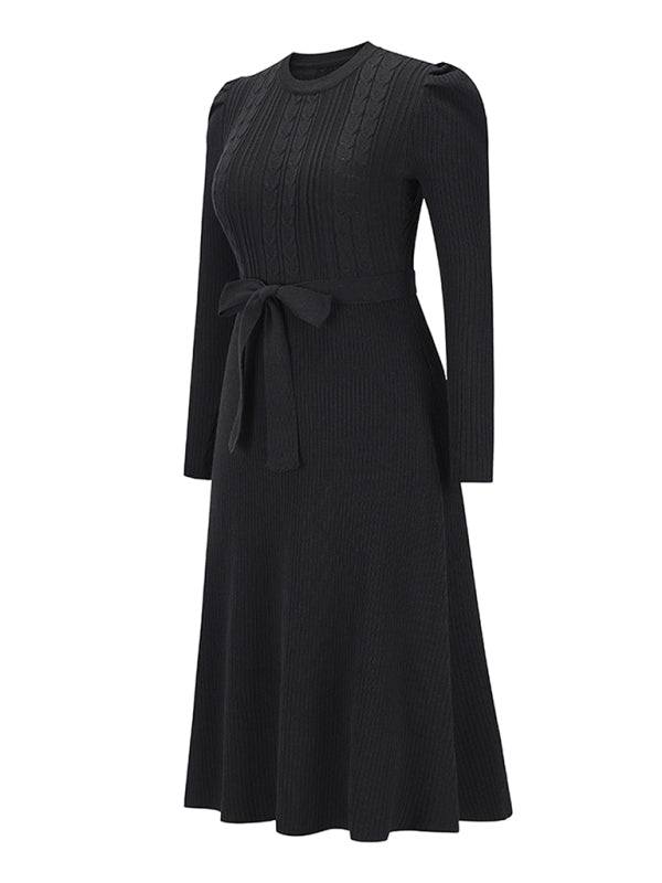 Nevaeh Women's Long Sleeve Cable Knit Sweater Dresses