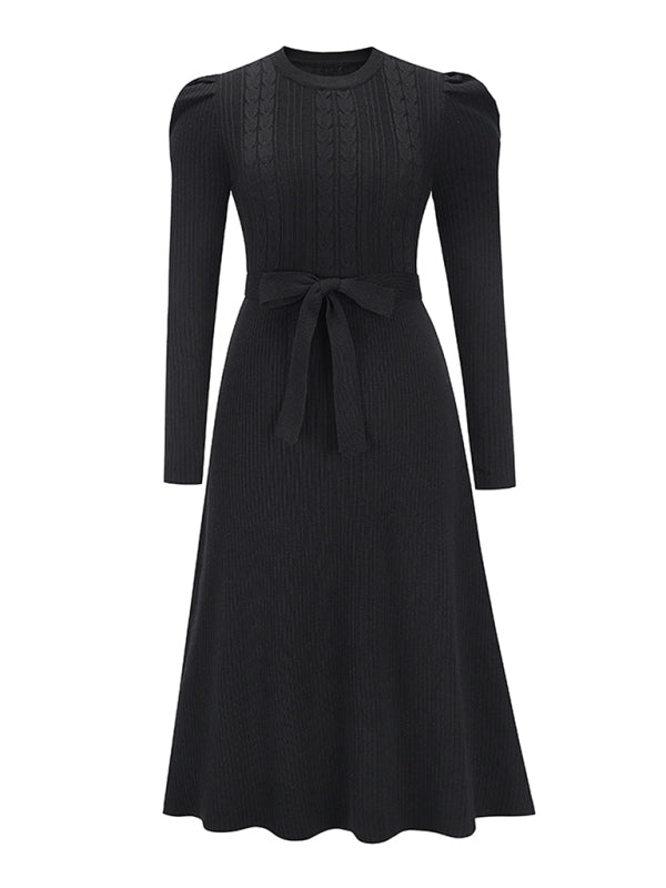 Nevaeh Women's Long Sleeve Cable Knit Sweater Dresses