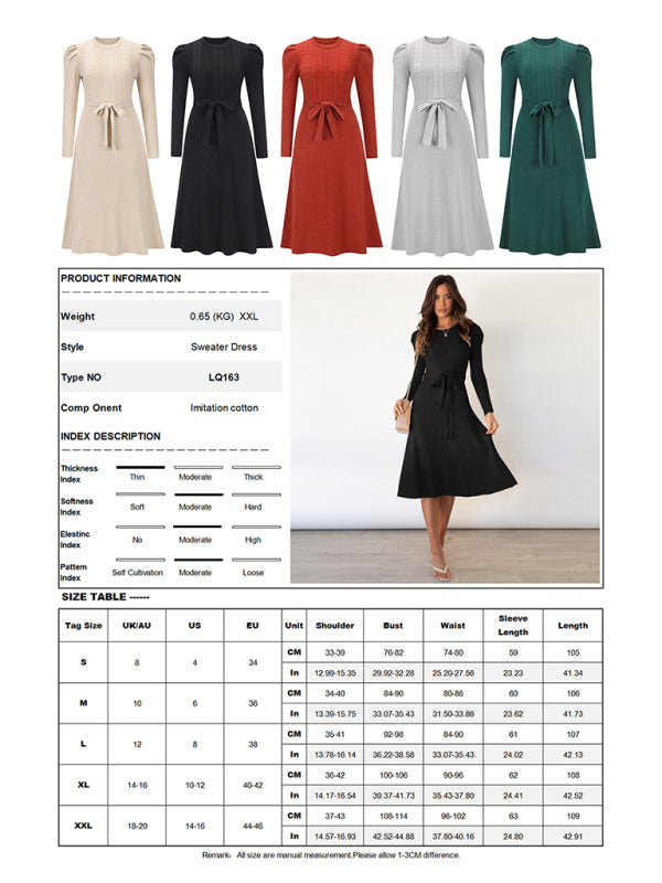 Nevaeh Women's Long Sleeve Cable Knit Sweater Dresses