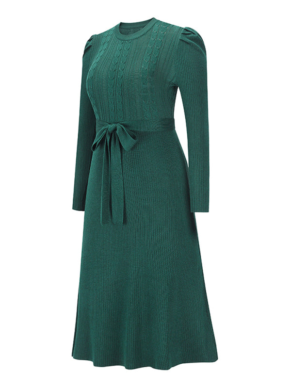 Nevaeh Women's Long Sleeve Cable Knit Sweater Dresses