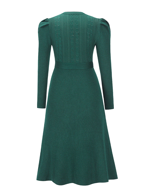 Nevaeh Women's Long Sleeve Cable Knit Sweater Dresses