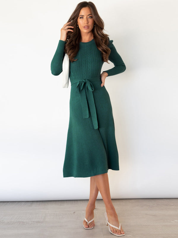 Nevaeh Women's Long Sleeve Cable Knit Sweater Dresses