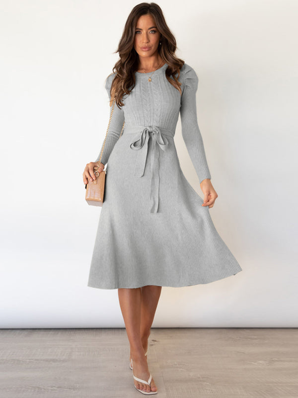 Nevaeh Women's Long Sleeve Cable Knit Sweater Dresses