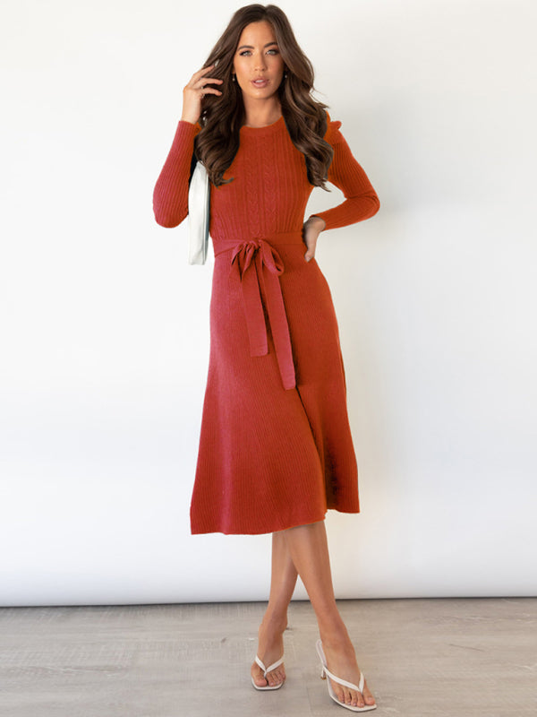 Nevaeh Women's Long Sleeve Cable Knit Sweater Dresses