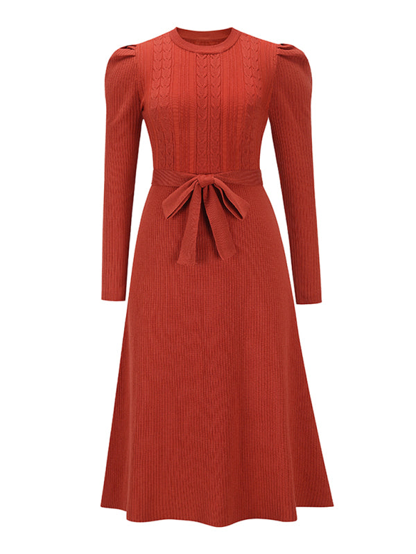 Nevaeh Women's Long Sleeve Cable Knit Sweater Dresses