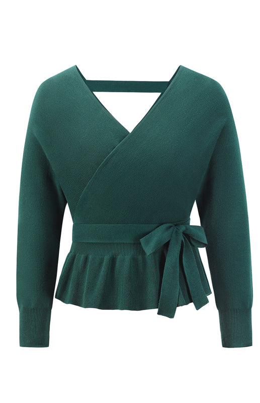 Leighton Women's Fashion Casual Mock Wrap Knit Sweater