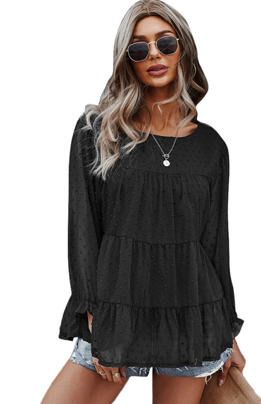 Darice Ladies Casual Round Neck Jacquard Top