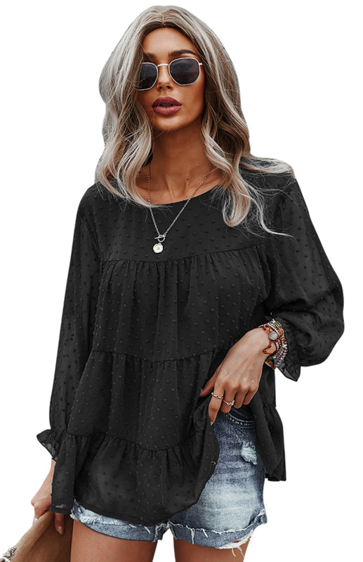 Darice Ladies Casual Round Neck Jacquard Top