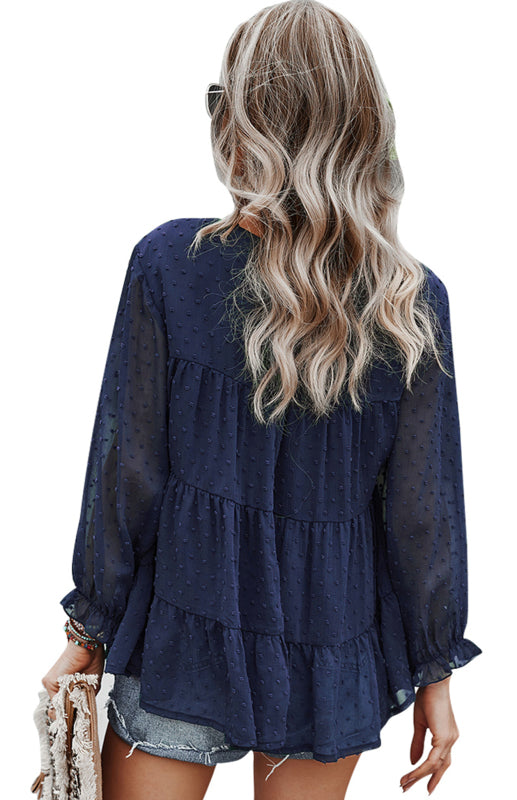 Darice Ladies Casual Round Neck Jacquard Top