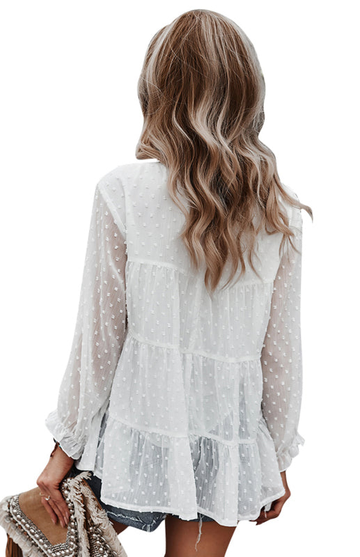 Darice Ladies Casual Round Neck Jacquard Top