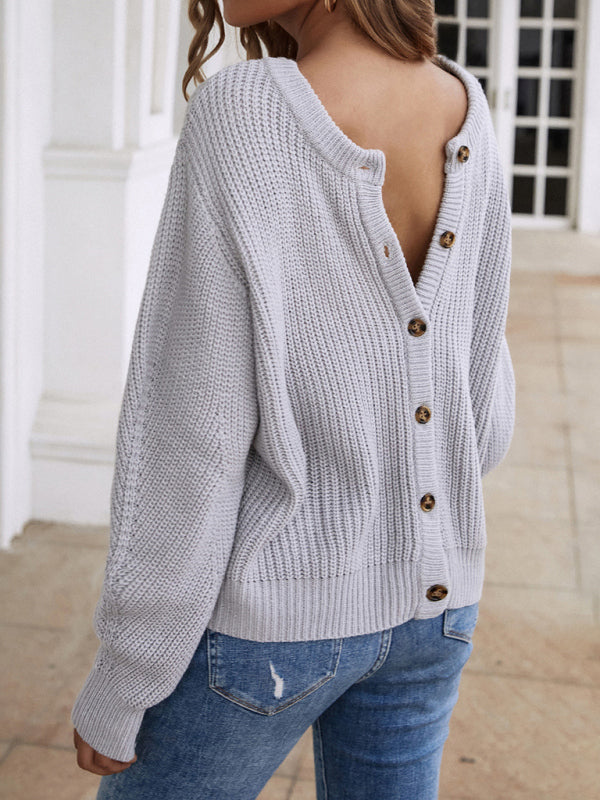 Frances Women's Casual Knit Button Cardigan Sweater