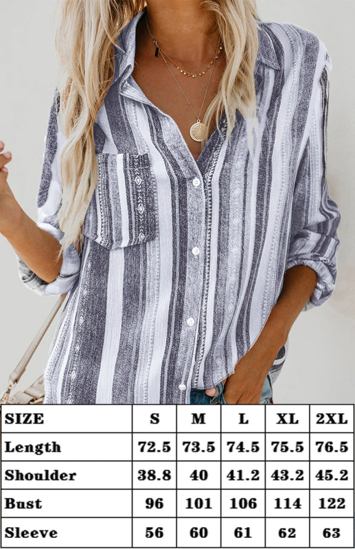 Bailyn Linen Turn-down Collar Sweet Enough Striped Button Up Top