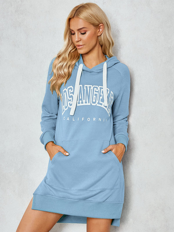 Brianne Women's Lettered Print Hooded Skirt Dress