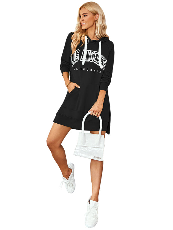 Brianne Women's Lettered Print Hooded Skirt Dress