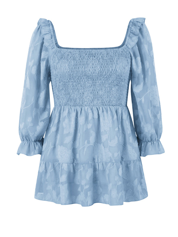 Bernadette Women's Fashion Versatile French Square Neck Shirt Top