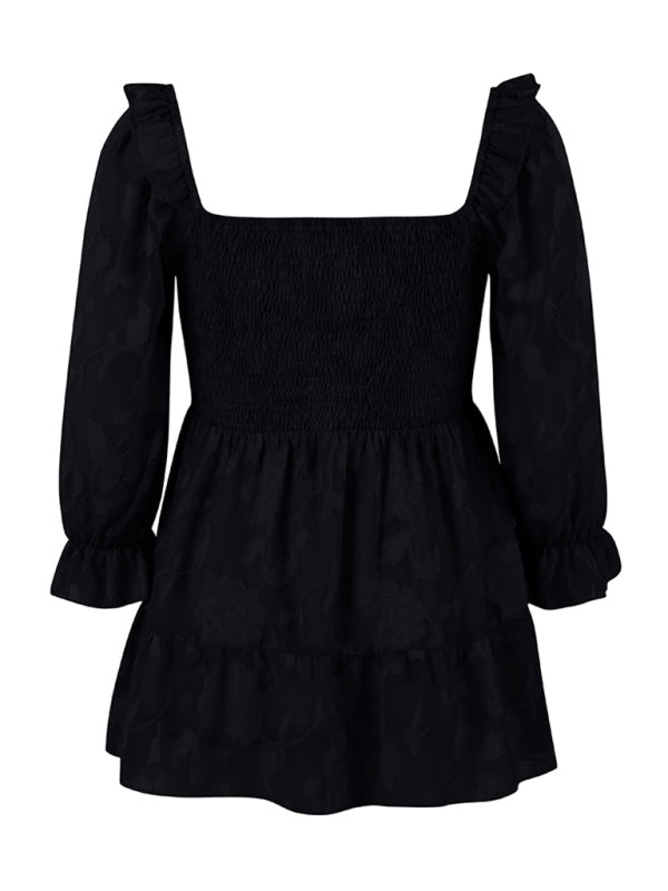 Bernadette Women's Fashion Versatile French Square Neck Shirt Top