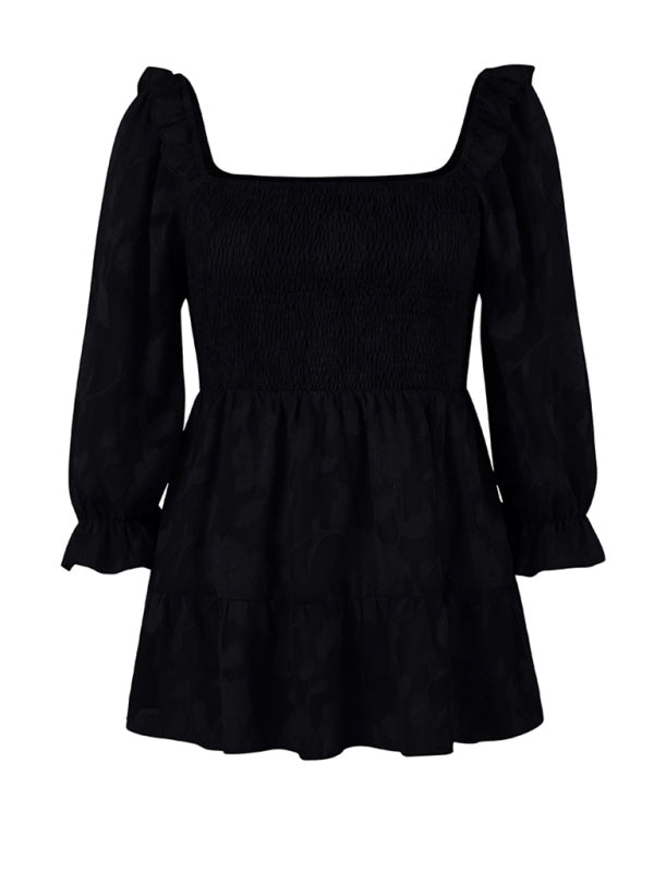 Bernadette Women's Fashion Versatile French Square Neck Shirt Top