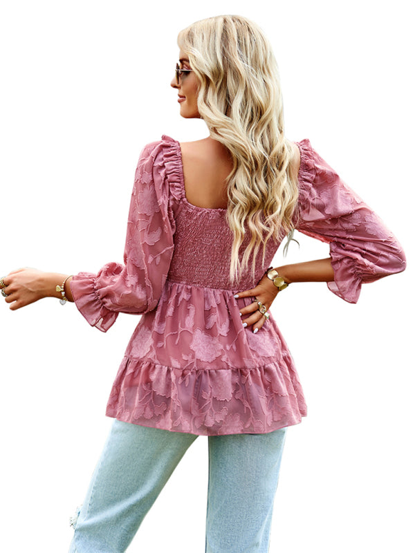 Bernadette Women's Fashion Versatile French Square Neck Shirt Top
