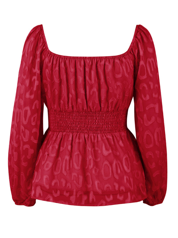 Baila Women's French Square Neck Fashion Four Seasons Long Top