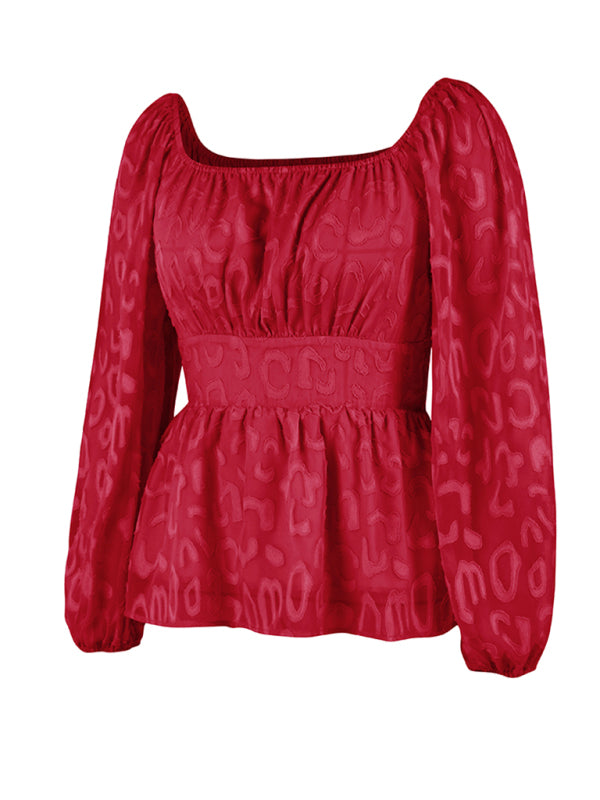 Baila Women's French Square Neck Fashion Four Seasons Long Top