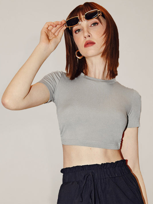 Jada Women's Back-Back Lace-Round Collar Chief Must Be Exposed Navel Top