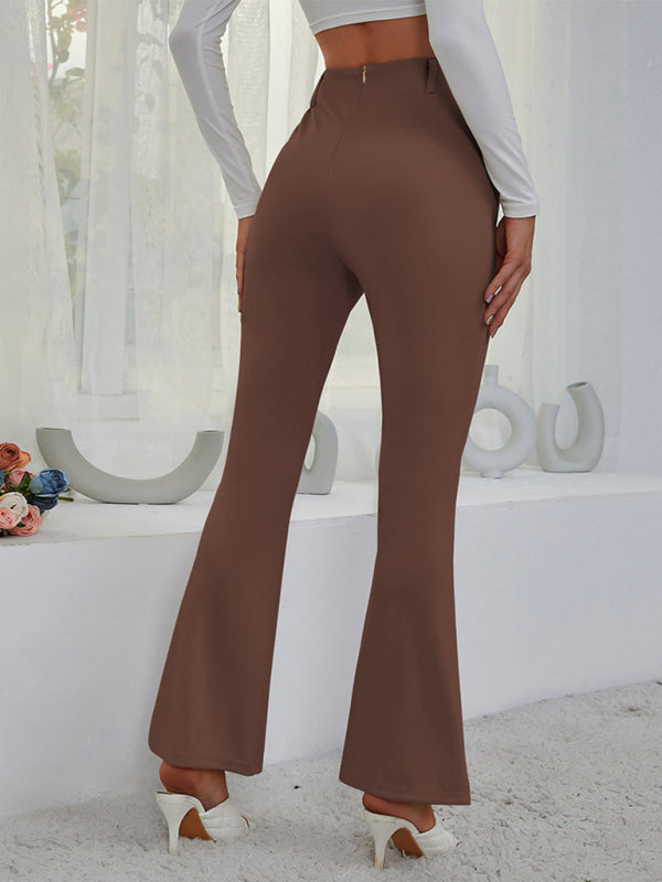 Elizabeth Women's horn high waist high waist thin split wide -leg pants