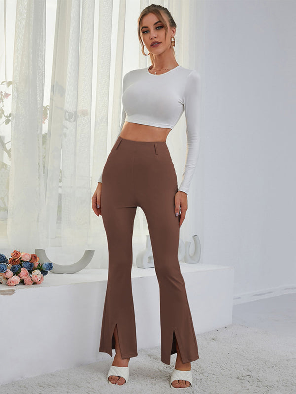 Elizabeth Women's horn high waist high waist thin split wide -leg pants