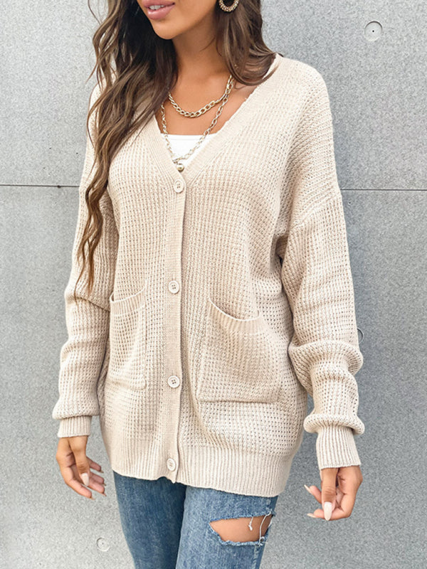 Kiana Women's Button Pocket Cardigan Knitted Sweater Coat