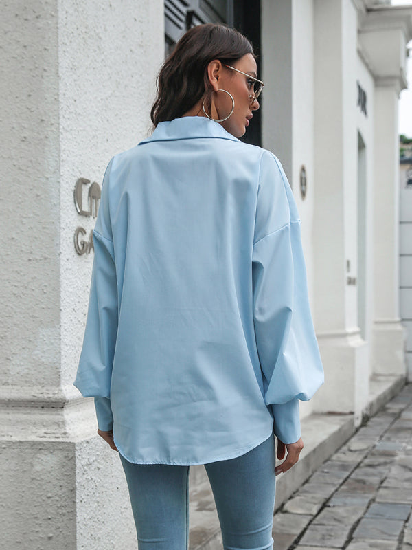 Evelina Women's Lantern Sleeve Drop Shoulder Long Sleeve Shirt