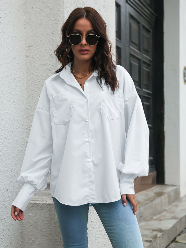 Evelina Women's Lantern Sleeve Drop Shoulder Long Sleeve Shirt