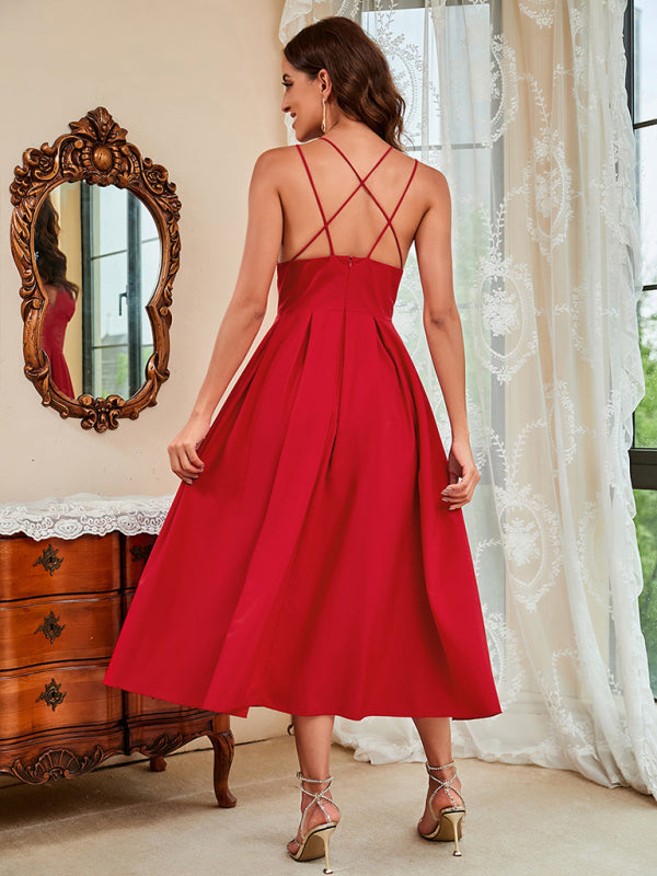 Estella Woman Spring And Summer New Suspenders Sexy Swing Dress