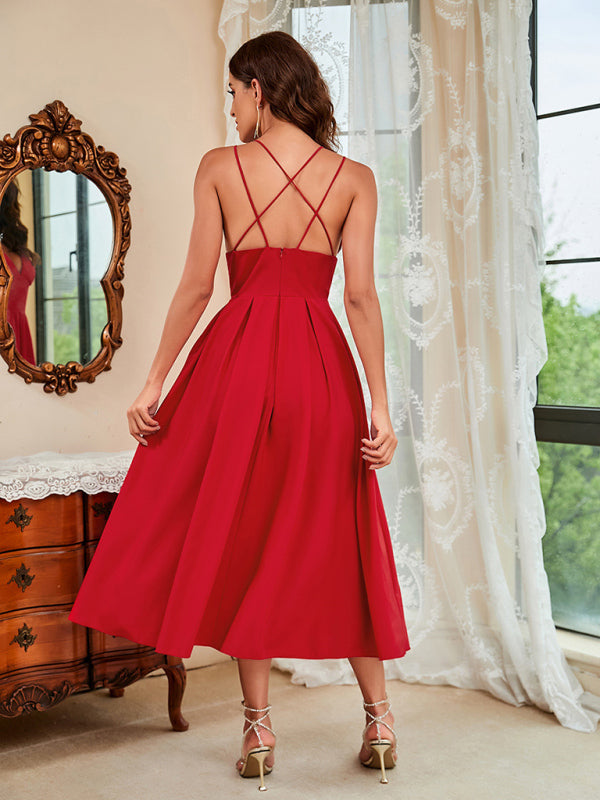 Estella Woman Spring And Summer New Suspenders Sexy Swing Dress