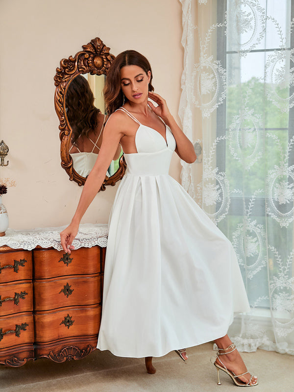 Estella Woman Spring And Summer New Suspenders Sexy Swing Dress