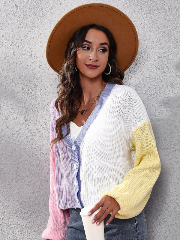 Carolina Casual Colorblock Knit Long Sleeve Cardigan