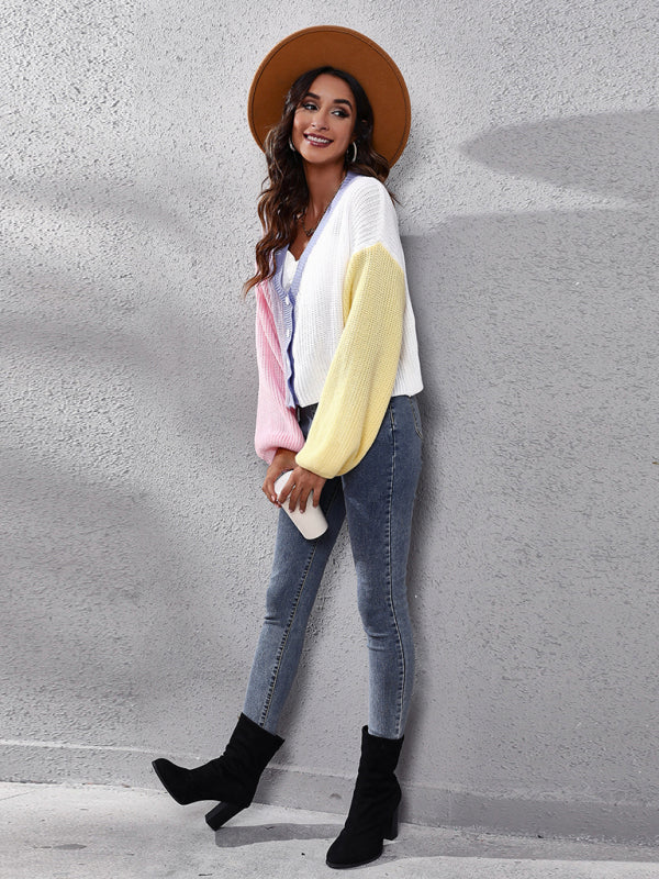 Carolina Casual Colorblock Knit Long Sleeve Cardigan