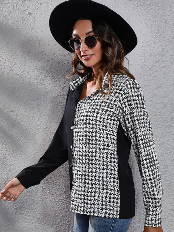 Emmerson Women's Plaid Stitched Bubble Sleeve Long Sleeve Shirt