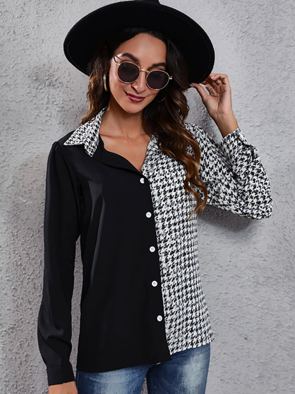 Emmerson Women's Plaid Stitched Bubble Sleeve Long Sleeve Shirt