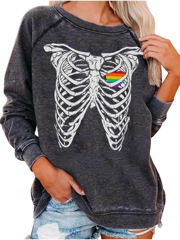 Justice Women's Skeleton Print Raglan Sleeve Hoodie