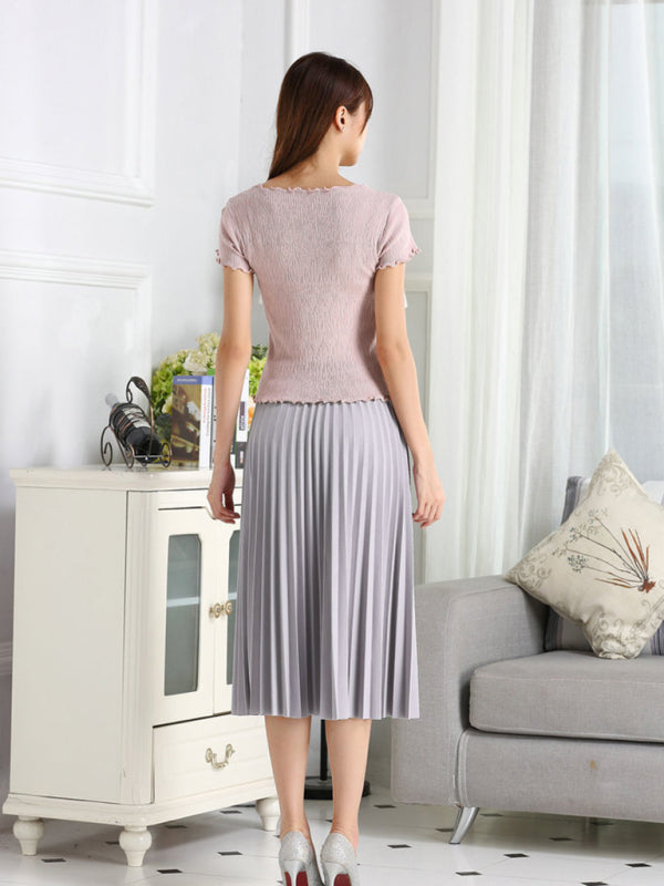 Bianca Women's Pleated Knit Midi Skirt Spring-Summer