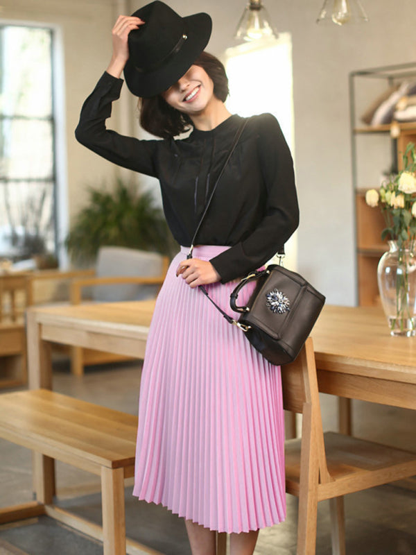 Bianca Women's Pleated Knit Midi Skirt Spring-Summer