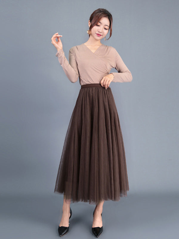 Alma Women's Chiffon Woven A-Line Skirt