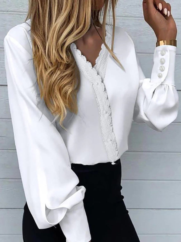 Amour Women's Printed Lace Long Sleeve Top