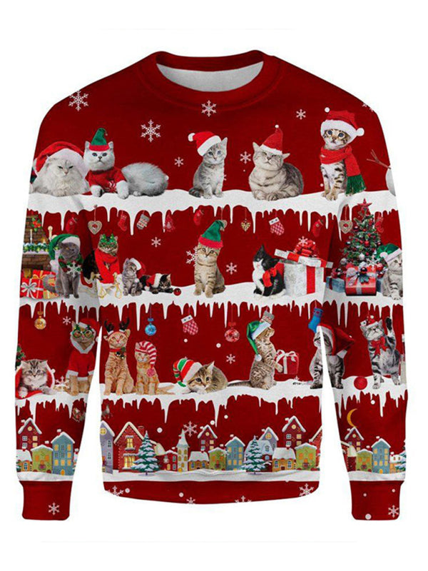 Lucille Women's Casual Top Crew Neck Print Christmas T-Shirt