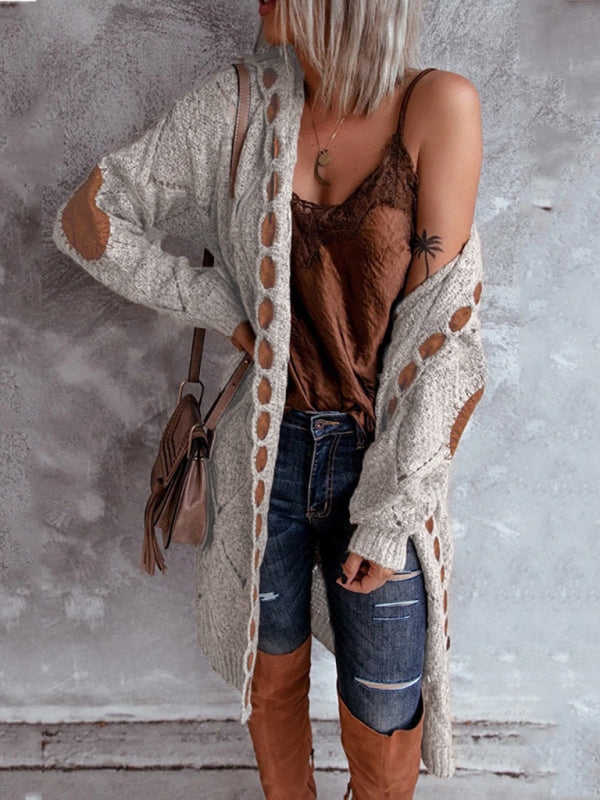 Allie Casual Panel Hooded Colorblock Cardigan Sweater