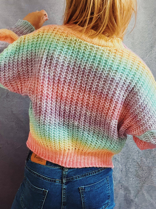 Ryan Ombre Single-Breasted Drop-Sleeve Sweater Cardigan