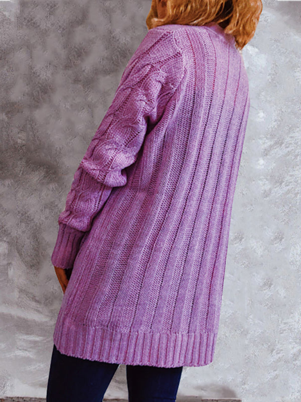 Eleanor Single Breasted Twist Pocket Long Sleeve Knit Sweater Cardigan