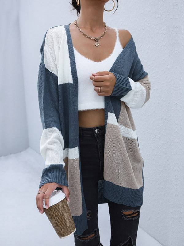 Aniyah Women's Color Blocking Knitted Cardigan