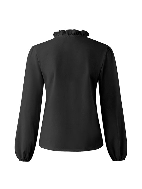 Jalyn Spring And Summer European And American New Long-Sleeved Ruffled Shirt Women's Shirt